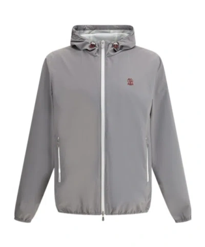 Brunello Cucinelli Long-sleeved Casual Jacket In Gray