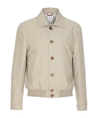 BRUNELLO CUCINELLI BRUNELLO CUCINELLI BUTTONED RIBBED HEM BOMBER JACKET