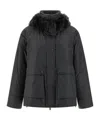 Brunello Cucinelli Cashmere Neck Down Jacket In Black