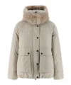 Brunello Cucinelli Cashmere Neck Down Jacket Puffer Jackets Beige In Gray