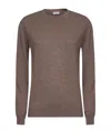 Brunello Cucinelli Women Dove Grey Cashmere Sweater With Monili In Brown