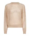 Brunello Cucinelli Women Beige Dazzling Mesh Crewneck Sweater In Neutral