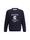 Brunello Cucinelli Sweatshirt In Blue With A Crew Neck And Pint In Purple