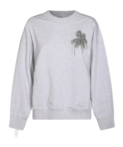 Brunello Cucinelli Long-sleeved Crewneck T-shirt In Gray