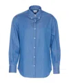 Brunello Cucinelli Denim Shirt With Long Sleeves And Collar In Blue
