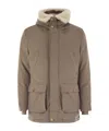 Brunello Cucinelli Men Wool Coat With Fur Collar In Gray