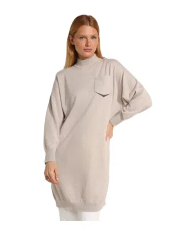 Brunello Cucinelli Long-sleeved Dress In Nude
