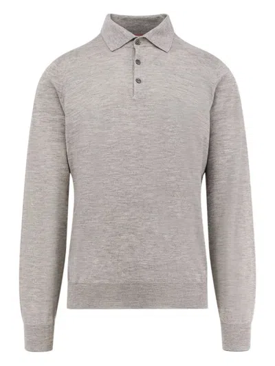 BRUNELLO CUCINELLI BRUNELLO CUCINELLI LONG-SLEEVED GREY POLO WITH TEXTURED FABRIC