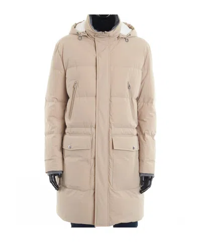 Brunello Cucinelli Long-sleeved Hooded Coat In Neutral