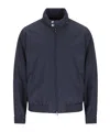 Brunello Cucinelli Technical Blouson Jacket High Collar Design In Blue