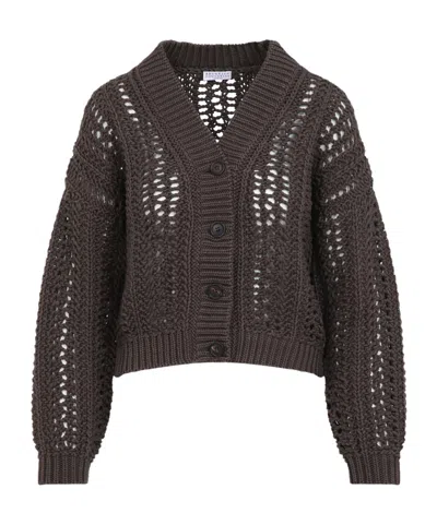 BRUNELLO CUCINELLI BRUNELLO CUCINELLI LONG SLEEVED OPEN-KNIT CARDIGAN