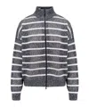 Brunello Cucinelli Dazzling Striped Net In Gray