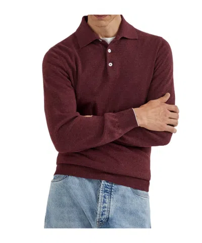 Brunello Cucinelli Cashmere Blend Polo Shirt In Burgundy