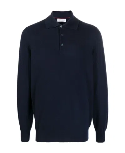 BRUNELLO CUCINELLI BRUNELLO CUCINELLI LONG-SLEEVED KNITTED POLO SHIRT