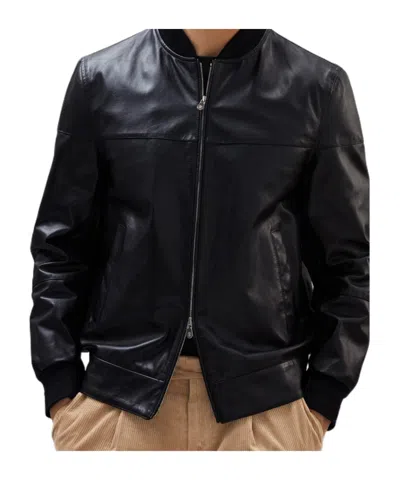 Brunello Cucinelli Long-sleeved Leather Jacket In Black