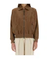 Brunello Cucinelli Long Sleeved Zipped Jacket For Women In Brown