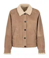 Brunello Cucinelli Luxurious Shearling Panelled Jacket In Brown