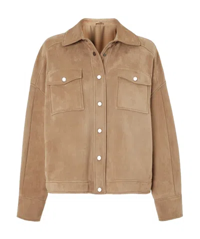 Brunello Cucinelli Long-sleeved Leather Jacket In Brown