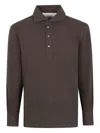 Brunello Cucinelli Short Sleeve Polo Shirt In Brown