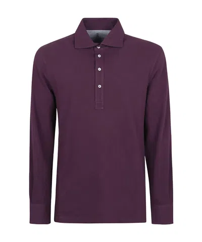 Brunello Cucinelli Long-sleeved Polo Shirt In Purple