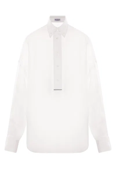 Brunello Cucinelli Long-sleeved Relaxed Fit Shirt With Unique Placket Design