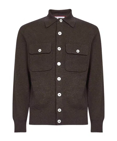 Brunello Cucinelli Long-sleeved Knitted Cardigan In Brown
