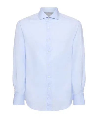 Brunello Cucinelli Cotton Twill Shirt In Cloud