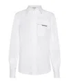 Brunello Cucinelli Button-front Poplin Shirt With Monili Pocket In White