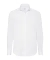 Brunello Cucinelli Spread-collar Long-sleeve Shirt In White
