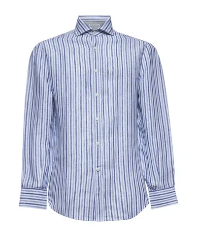 Brunello Cucinelli Long-sleeved Shirt In Blue