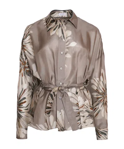 Brunello Cucinelli Long-sleeved Shirt In Brown