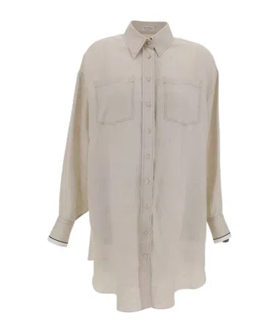 BRUNELLO CUCINELLI BRUNELLO CUCINELLI ASYMMETRIC HEM OVERSIZED SHIRT