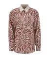 Brunello Cucinelli Cotton And Silk Ethnic Print Poplin Shirt In Nude