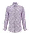 Brunello Cucinelli Linen Shirt Paisley Pattern In Purple