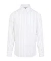 Brunello Cucinelli Striped Pattern Linen Shirt In White