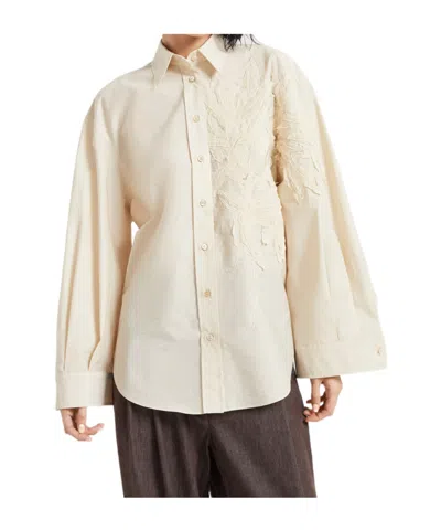 BRUNELLO CUCINELLI FLORAL-APPLIQUÉ SHIRT