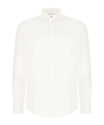 Brunello Cucinelli Cheesecloth Linen Shirt In White