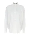 Brunello Cucinelli Neck Shirt With Sleeves And Pleated Back In White