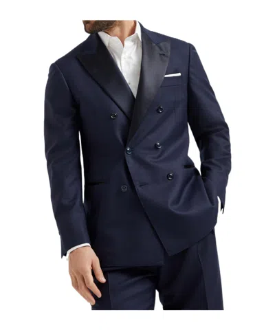 Brunello Cucinelli Long-sleeved Suit Coat In Blue