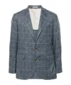 Brunello Cucinelli Check-pattern Blazer In Gray