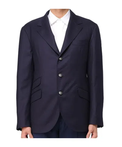 Brunello Cucinelli Long-sleeved Suit Coat In Blue