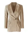 Brunello Cucinelli Velvet Blazer With Back Vent And Flap Pockets In Nude