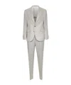 Brunello Cucinelli Beige Prince Of Wales Diagonal Suit In Gray