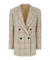 Brunello Cucinelli Checkered Double-breasted Blazer With Embroidery
