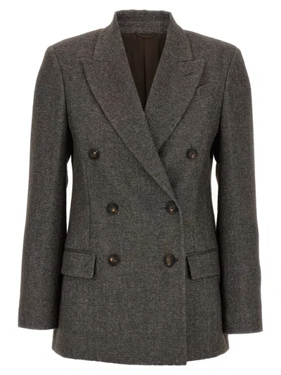 BRUNELLO CUCINELLI BRUNELLO CUCINELLI DOUBLE-BREASTED TWEED BLAZER