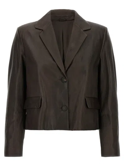 BRUNELLO CUCINELLI BRUNELLO CUCINELLI SINGLE BREASTED LEATHER BLAZER