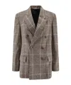 Brunello Cucinelli Double-breasted Checkered Blazer Lapel Design In Gray