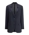 Brunello Cucinelli Deconstructed Cashmere Jacket With Necklace In Blue