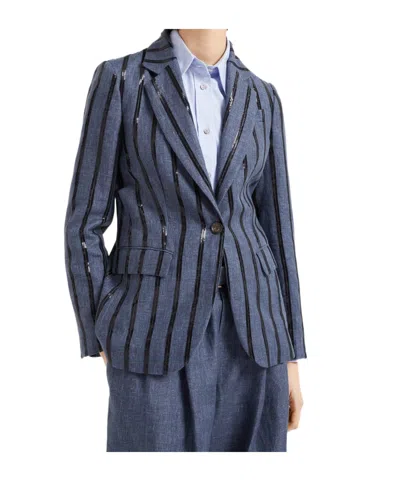 BRUNELLO CUCINELLI BRUNELLO CUCINELLI DENIM EFFECT BLAZER