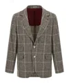 Brunello Cucinelli Cavallo Prince Of Wales-check Blazer In Gray